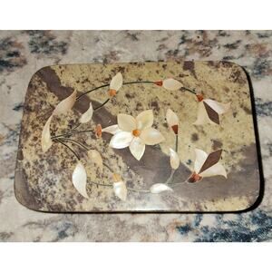 Marble Soapstone Trinket Box Mother of Pearl Inlay